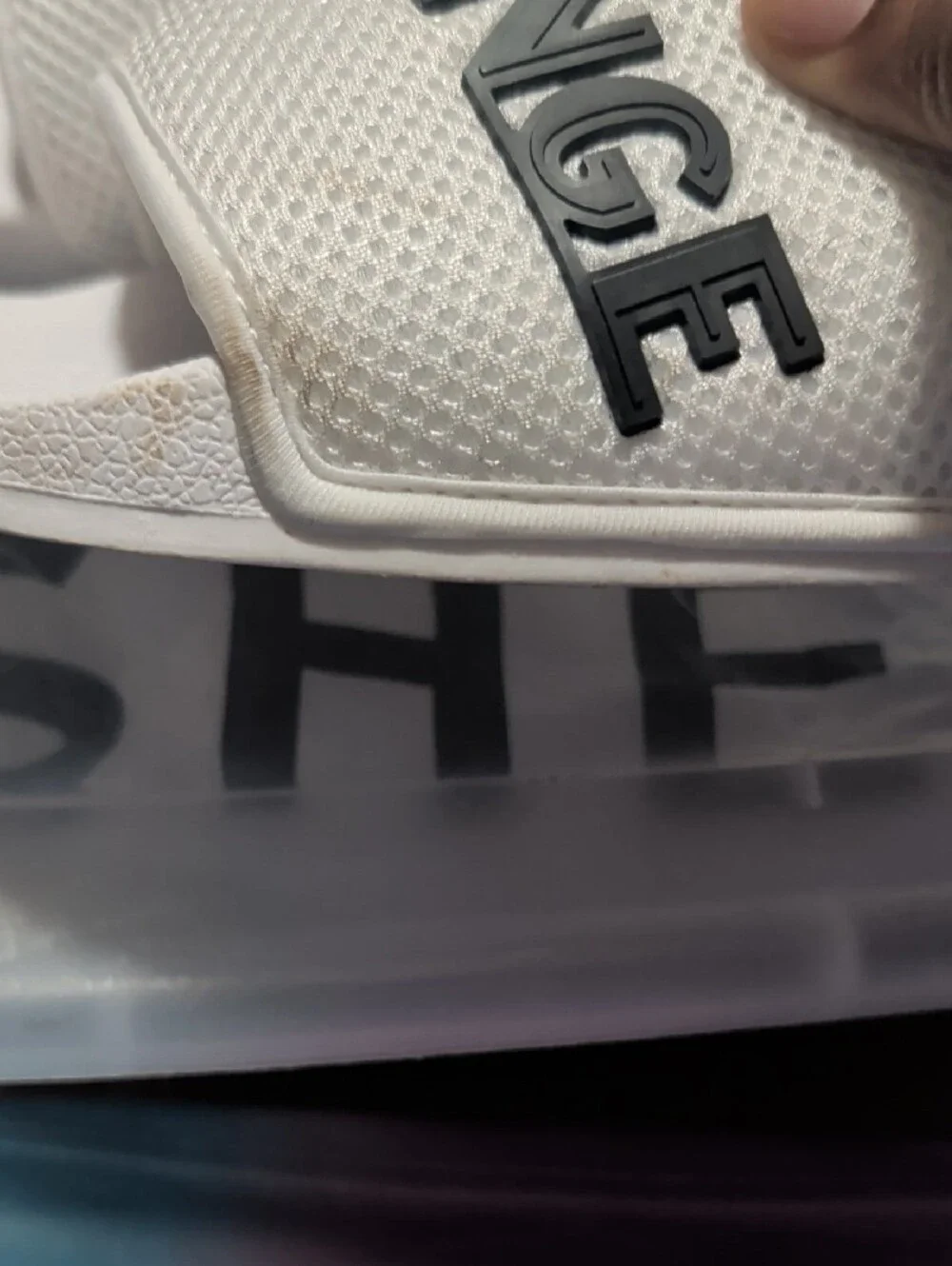 Men's Size 9.5 Armani Exchange White Slides with Bold Black Logo Strap